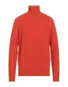 Piacenza Cashmere 1733 Man Turtleneck Orange Size 40 Virgin Wool