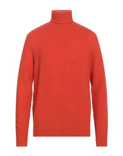 Piacenza Cashmere 1733 Man Turtleneck Orange Size 40 Virgin Wool