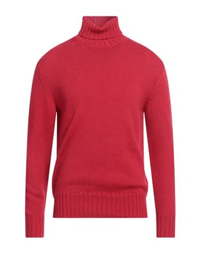 Piacenza Cashmere 1733 Man Turtleneck Red Size 40 Virgin Wool