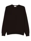 Piacenza Cashmere Brown Wool Crew Neck Sweater  In Brown