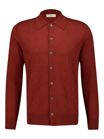 Piacenza Cashmere Button-up Diamond-pattern Shirt In Red