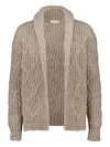 Piacenza Cashmere Diamond Cob Stitch Cardigan In Neutral