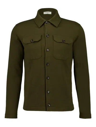 Piacenza Cashmere Front Pocket Button-up Shirt In Green