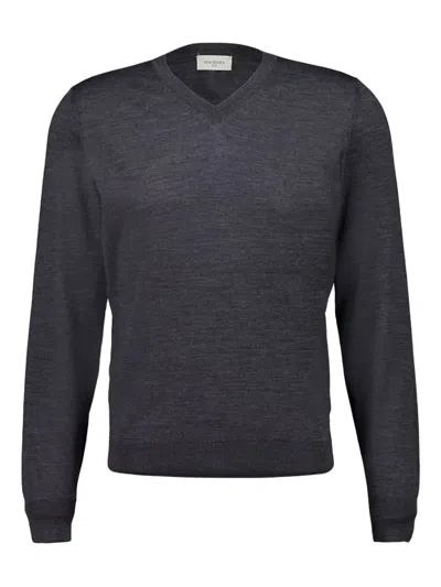Piacenza Cashmere Long-sleeve V-neck Sweater In Gray