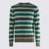 Piacenza Cashmere Multicolor Green Wool Knitwear In Green