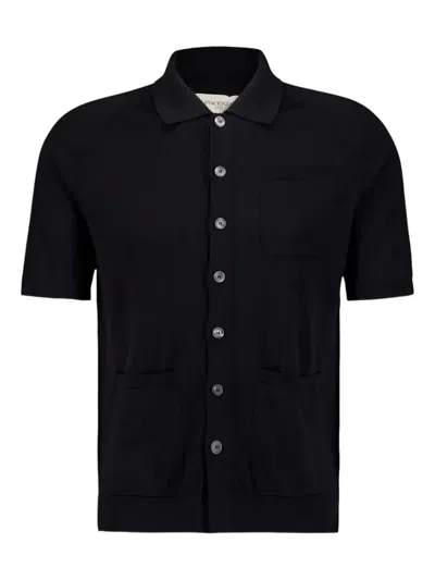Piacenza Cashmere Patch-pockets Knitted Shirt In Black