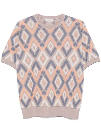 Piacenza Cashmere Patterned-jacquard T-shirt In Blue