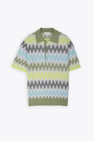 Piacenza Cashmere Polo Manica Corta Multicolour Jacquard Knitted Polo Shirt In Multicolor