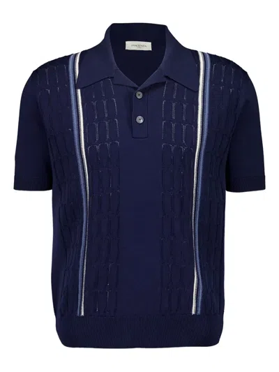 Piacenza Cashmere Short-sleeve Cotton Polo Shirt In Blue