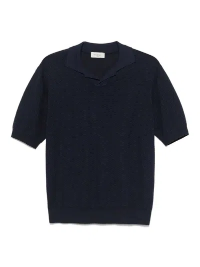 Piacenza Cashmere Short Sleeve Polo In Blue