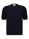 Piacenza Cashmere Short-sleeved Crew-neck Sweater In Blue