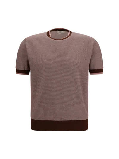 Piacenza Cashmere Short-sleeve Cotton Polo In Burgundy