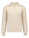 Piacenza Cashmere V-neck Cable-knit Polo Shirt In Neutral