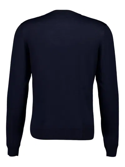 Piacenza Cashmere V-neck Long-sleeve Sweater In Blue