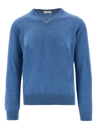 Piacenza Cashmere V-neck Sweater In Blue