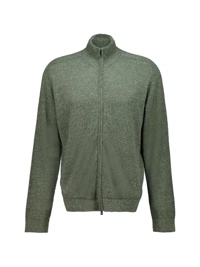 Piacenza Cashmere Zip-up Knitted Cardigan In Green