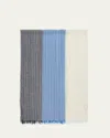 Piacenza Men's Linen And Cashmere Stripe Scarf In Blue Multi