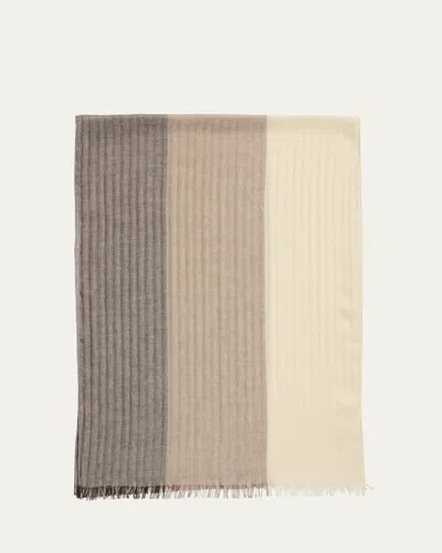Piacenza Men's Linen And Cashmere Stripe Scarf In Neutral