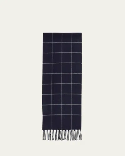 Piacenza Men's Silk And Cashmere Windowpane Fringe Scarf