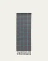 Piacenza Men's Silk And Cashmere Windowpane Fringe Scarf