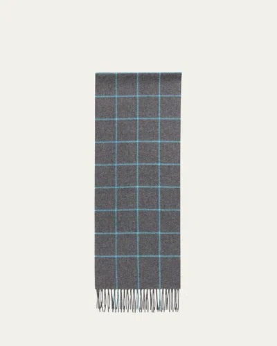 Piacenza Men's Silk And Cashmere Windowpane Fringe Scarf