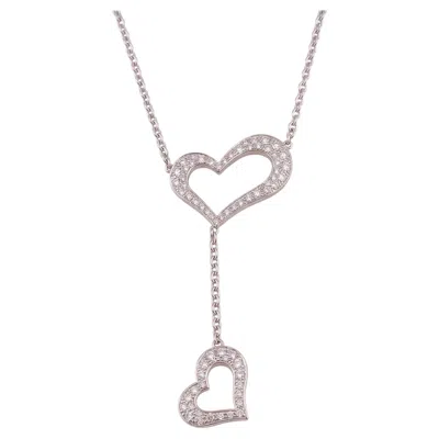 Pre-owned Piaget 1.20 Carat Total Weight Diamond Heart Lariat Necklace In 18k White Gold