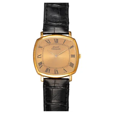 Pre-owned Piaget 12406 Champagne Sunburst Dial Cushion Shaped 18k Yg 1970s Automatic In Multi