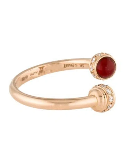 Pre-owned Piaget 18k Carnelian & Diamond Possession Open Ring In Multi