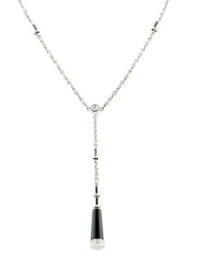 Pre-owned Piaget 18k Diamond & Nephrite Lavalier Necklace, 16.5" In Multi