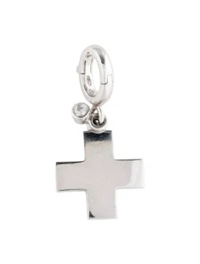 Pre-owned Piaget 18k Diamond Cross Pendant, 1" In Multi