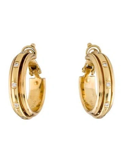Pre-owned Piaget 18k Diamond Hoop Earrings In Multi