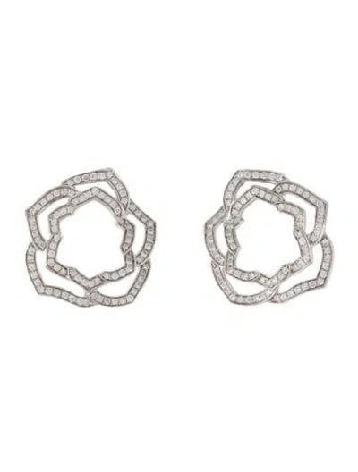 Pre-owned Piaget 18k Diamond Rose Earrings In Multi