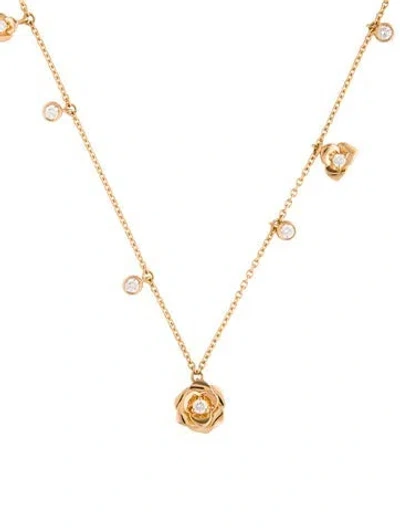 Pre-owned Piaget 18k Diamond Rose Necklace, 16.5" In Multi