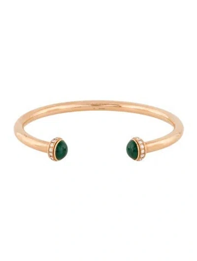 Pre-owned Piaget 18k Maclachite & Diamond Possession Cuff Bracelet, 6" In Multi