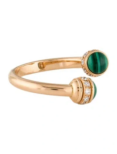 Pre-owned Piaget 18k Malachite And Diamond Possession Open Ring In Multi
