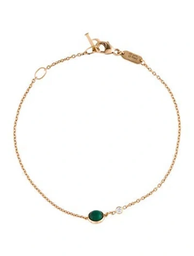 Pre-owned Piaget 18k Malachite & Diamond Possession Station Bracelet, 7" In Multi