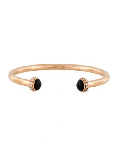 Pre-owned Piaget 18k Onyx & Diamond Possession Open Bangle Bracelet, 6.25" In Multi