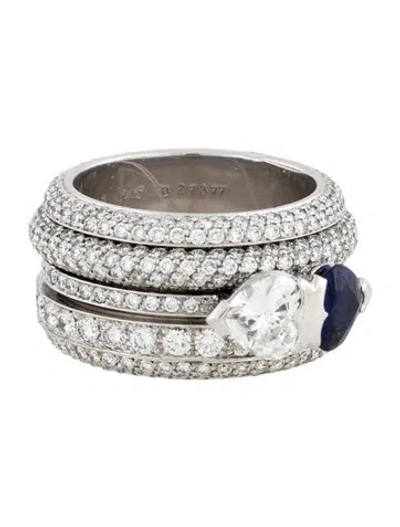 Pre-owned Piaget 18k Sapphire & Diamond Band Ring In Multi