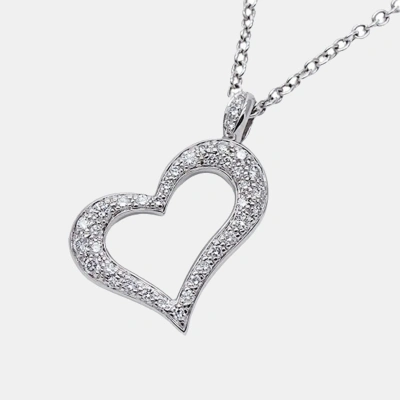 Pre-owned Piaget 18k White Gold And Diamond Heart Pendant Necklace