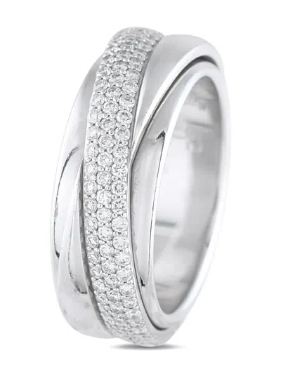 Pre-owned Piaget 18k White Gold Diamond Interlocking Ring In Silver