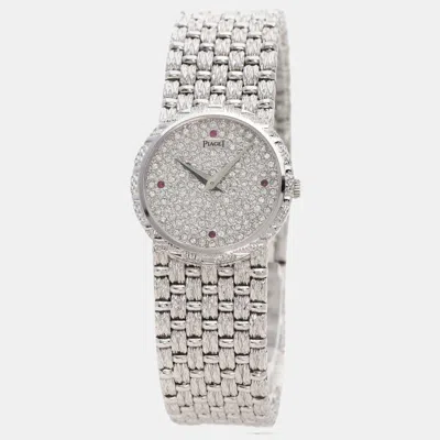 Pre-owned Piaget 18k White Gold Diamond Traditional 924d23 Quartz Women's Wristwatch 24 Mm In Silver