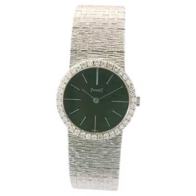 Pre-owned Piaget 18k White Gold Jade Green Dial & Diamond Bezel Watch