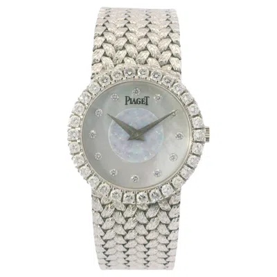 Pre-owned Piaget 18k White Gold Opal Pearl & Diamond Dial & Bezel Watch