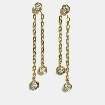 Pre-owned Piaget 18k Yellow Gold And Diamond Drop Chain Earrings
