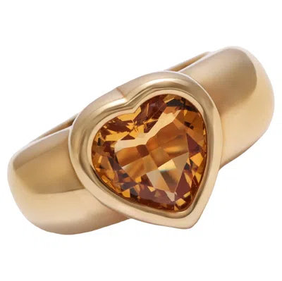 Pre-owned Piaget 18kt Yellow Gold Heart Shaped Orange Citrine Of 2.8 Ct. Heart Shape Shank
