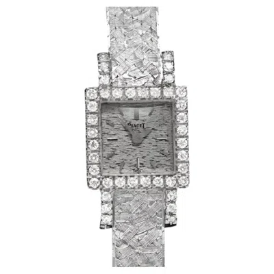 Pre-owned Piaget 1960's  Ladies Vintage Backwind 18k White Gold & Diamond Watch - Minty