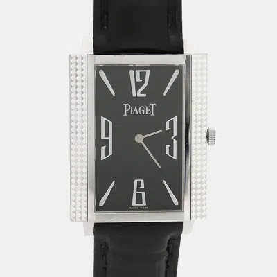 Pre-owned Piaget 1967 G0a26015 Mechanical Manual White Gold Men's Wristwatch 28 Mm In Black