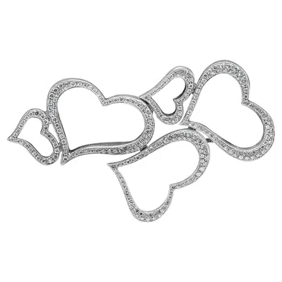Pre-owned Piaget 2.30 Carats Total Round Brilliant Cut Diamond Heart Brooch In White Gold