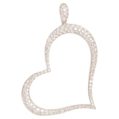 Pre-owned Piaget 3ct Pave Diamond 18k White Gold Extra Large Heart Pendant