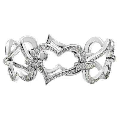 Pre-owned Piaget 4.70 Carats Round Brilliant Cut Diamond Link Heart Bracelet In White Gold